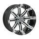 Set Of 4 Golf Cart Gtw Tempest 14 Inch Machined And Black Wheel With 34 Offset