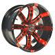 Set Of 4 Golf Cart Gtw Tempest 14 Inch Red And Black Wheel With 34 Offset