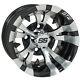 Set Of 4 Golf Cart Gtw Vampire 10 Inch Machined And Black Wheel With 34 Offset