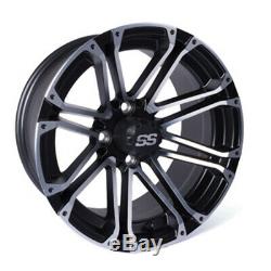 Set of 4 Golf Cart SS Voyager 14 inch Machined & Black Wheel With 34 Offset