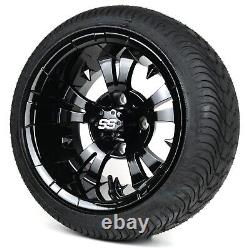 Single 12 Gloss Black Golf Cart Wheels & 215/35-12 Tires EZGO Club Car Yamaha