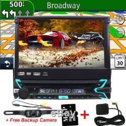 Single 1DIN Flip-Out 7 Car Stereo DVD CD Player GPS/USB/Bluetooth Radio Camera