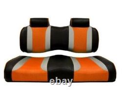 Tsunami Black Orange Silver Front Seat Cushion Set Club Car Precedent 2004-2011