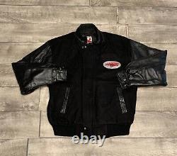 Vintage Chevy Car Club Black Leather Varsity Letterman Mens Jacket Coat Large