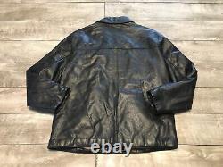 Vintage Dockers Black Leather Men's Bomber Car Club Coat Jacket Size Large