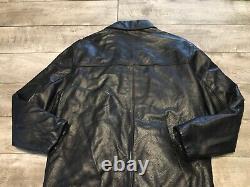 Vintage Dockers Black Leather Men's Bomber Car Club Coat Jacket Size Large