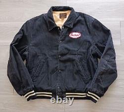 Vtg 50s Repro CAR CLUB Jacket HOWLIN' WOLVES Black Corduroy Style Eyes Sz 40 M/L