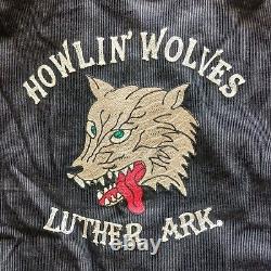 Vtg 50s Repro CAR CLUB Jacket HOWLIN' WOLVES Black Corduroy Style Eyes Sz 40 M/L