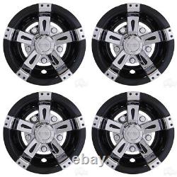 Wheel Cover, 10, Fits Club Car, EZGO, Yamaha, Vegas Chrome/Black. Set of 4, RHOX