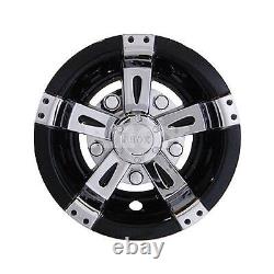 Wheel Cover, 10, Fits Club Car, EZGO, Yamaha, Vegas Chrome/Black. Set of 4, RHOX