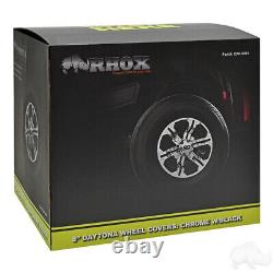 Wheel Cover, 8, Fits Club Car, EZGO, Yamaha, Daytona Chrome/Black, Set of 4, RHOX