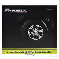 Wheel Cover, 8, Fits Club Car, EZGO, Yamaha, Daytona Chrome/Black, Set of 4, RHOX